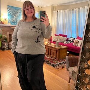 Anthropologie XL TLA grey floral graphic sweatshirt